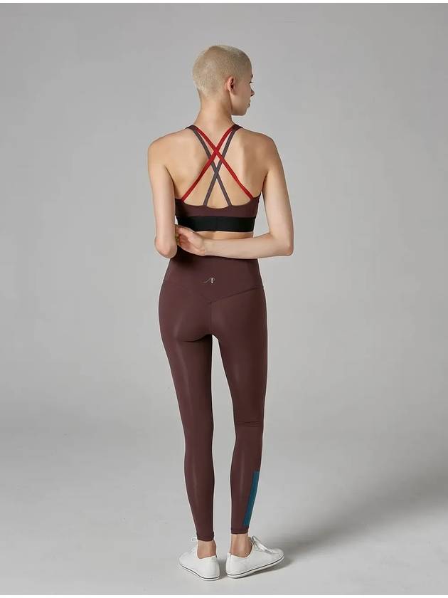 Flexible Color Block Leggings Burgundy - ATHPLATFORM - BALAAN 1