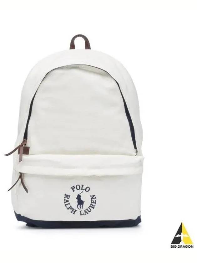 Logo Imbroidered Canvas Backpack Navy - POLO RALPH LAUREN - BALAAN 1