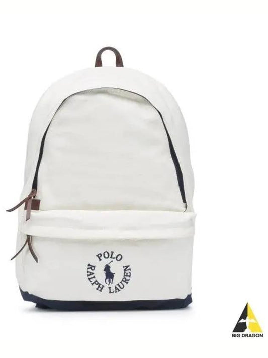 Logo Imbroidered Canvas Backpack Navy - POLO RALPH LAUREN - BALAAN 1