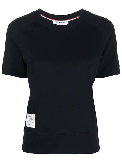 Women's Loopback Cotton Short Sleeve T-Shirt Navy - THOM BROWNE - BALAAN 2