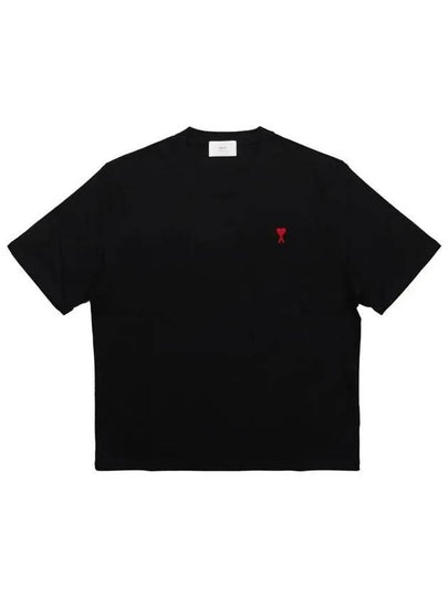 Small Heart Logo Boxy Fit Short Sleeve T-Shirt Black - AMI - BALAAN 2