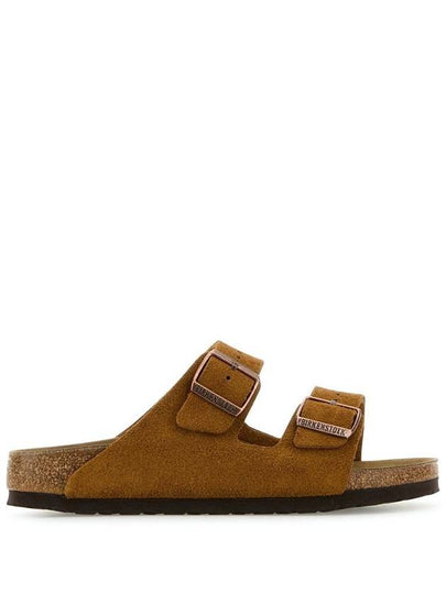 Arizona Suede Leather Flat Slippers Brown - BIRKENSTOCK - BALAAN 2