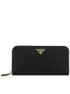 Saffiano Triangle Logo Long Wallet Black - PRADA - BALAAN 2