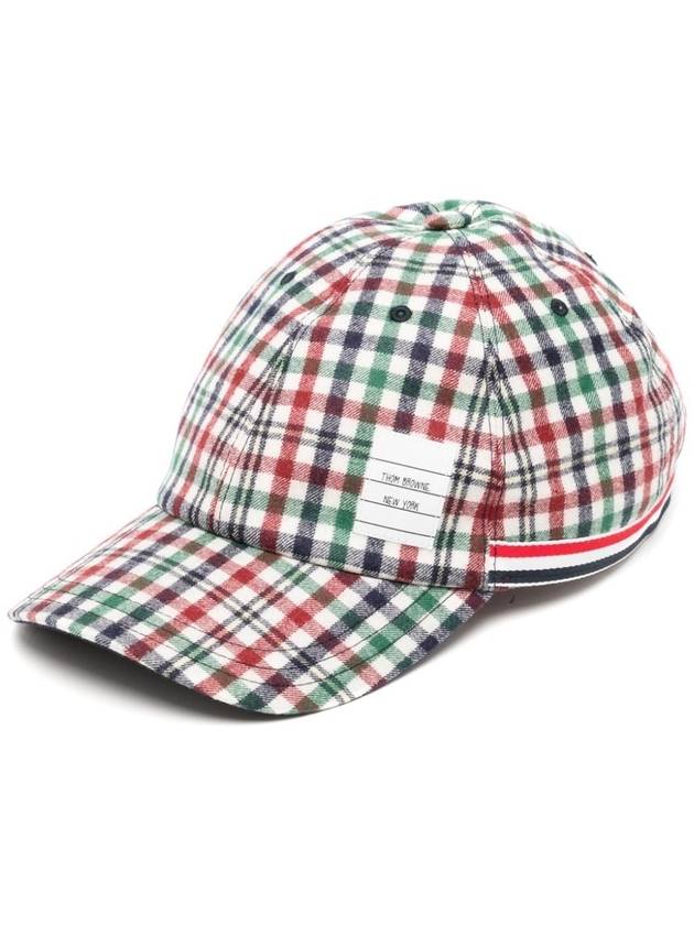 Logo Patch Stripe Check Wool Ball Cap - THOM BROWNE - BALAAN 2