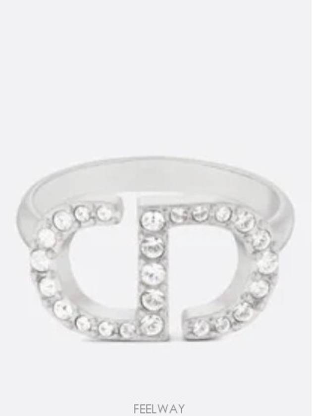 Petite CD Metal White Crystal Ring Silver - DIOR - BALAAN 3