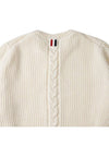 Men's Cable Stitch Merino Striped Wool Knit Top White - THOM BROWNE - BALAAN 9