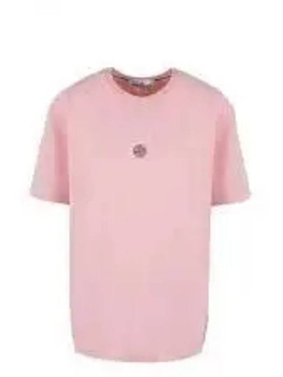 Garment Dyed Lettering One Print Cotton Jersey Short Sleeve T-Shirt Pink - STONE ISLAND - BALAAN 2