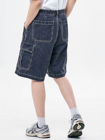 Dumba wide cargo denim half pants BLACK - GRAYBLVD - BALAAN 1