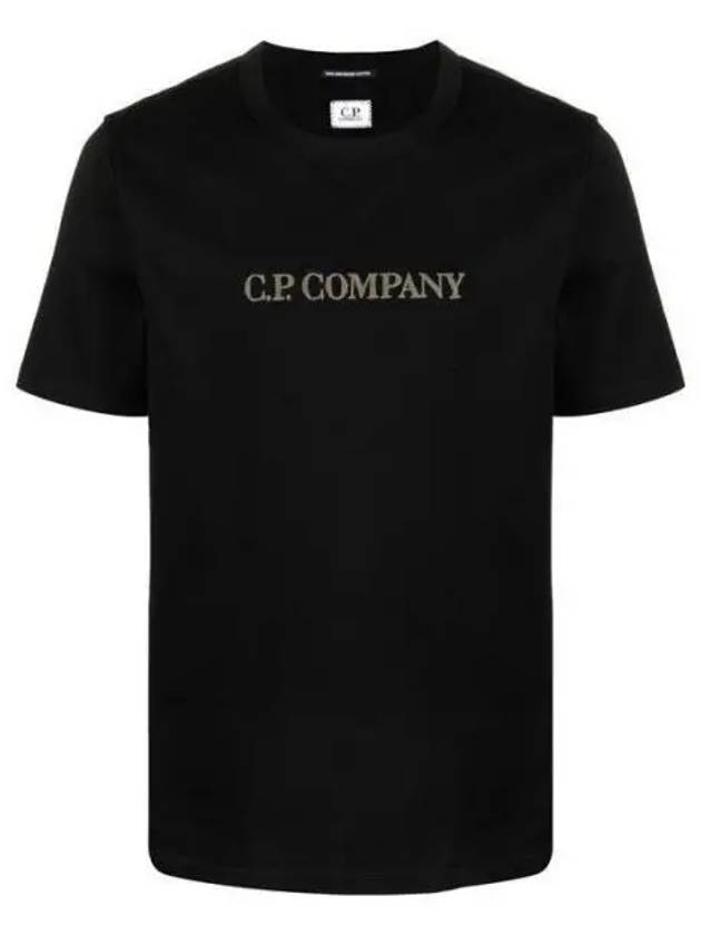 Embroidered Logo Crew Neck Cotton Short Sleeve T-Shirt Black - CP COMPANY - BALAAN 2