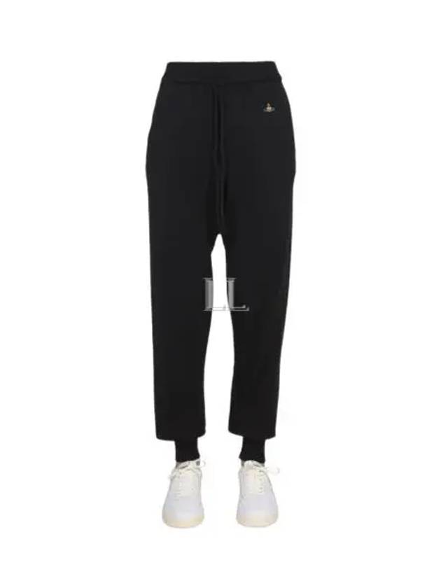 Women's Embroidered Logo Cashmere Blend Track Pants Black - VIVIENNE WESTWOOD - BALAAN 2