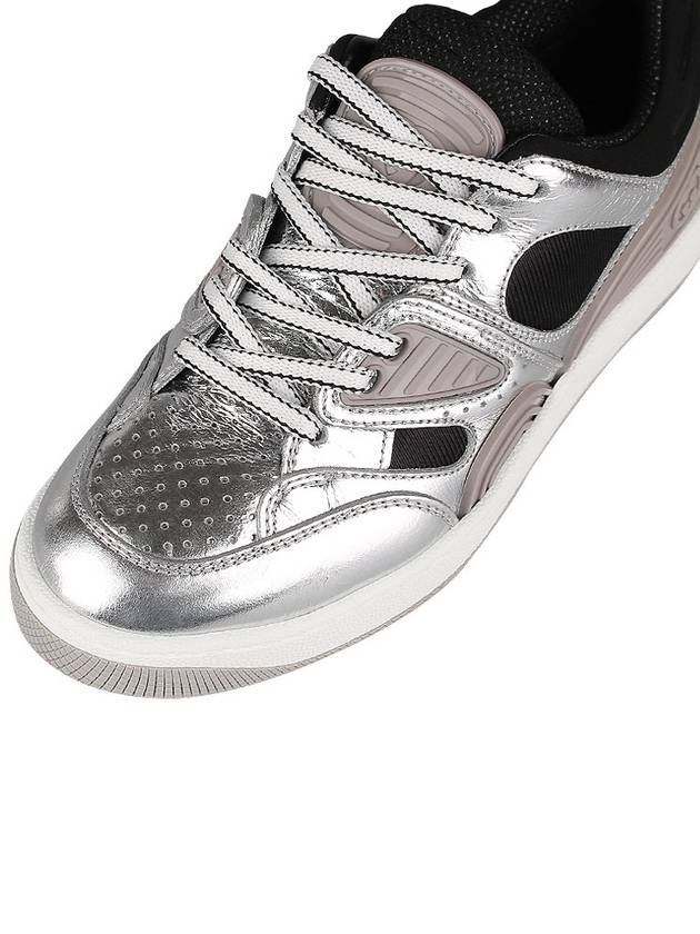 Basket Metallic Leather Low Top Sneakers Black Silver - GUCCI - BALAAN 8