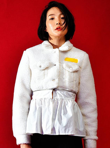 Faux Shearling Detachable Skirt Trucker Jacket WHITE - C.O.M.E - BALAAN 1