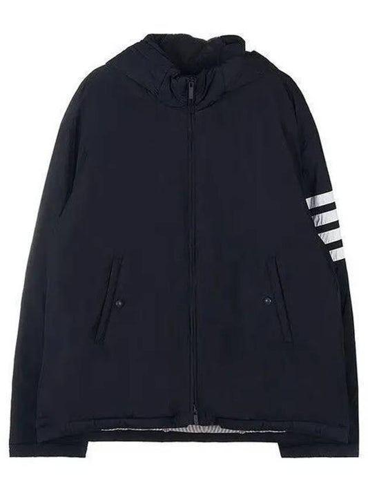 Poly Twill 4-bar Down Filled Hooded Jacket Navy - THOM BROWNE - BALAAN 2