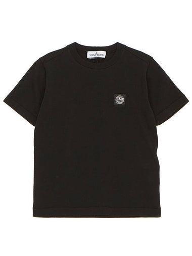 Kids 30/1 Cotton Jersey Short Sleeve T-Shirt Black - STONE ISLAND - BALAAN 1