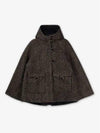 Herringbone Hood Midi Jacket Brown - GANNI - BALAAN 2