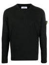 Wappen Patch Crew Neck Knit Top Black - STONE ISLAND - BALAAN 2