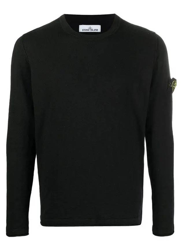 Wappen Patch Crew Neck Knit Top Black - STONE ISLAND - BALAAN 2