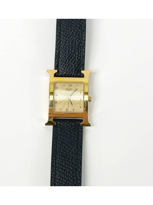 Gold H Hour Black Wristwatch 2VHEC22303 - HERMES - BALAAN 2