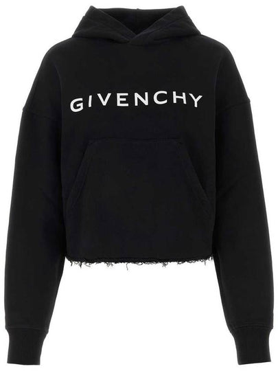 Women's Archetype Crop Fleece Hoodie Black - GIVENCHY - BALAAN 2