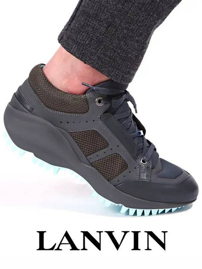 Mesh Shark Sole Low Top Sneakers Black - LANVIN - BALAAN 2