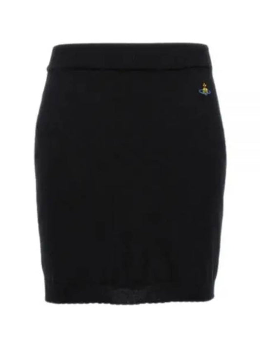 Bea Logo Knit Mini H-Line Skirt Black - VIVIENNE WESTWOOD - BALAAN 2