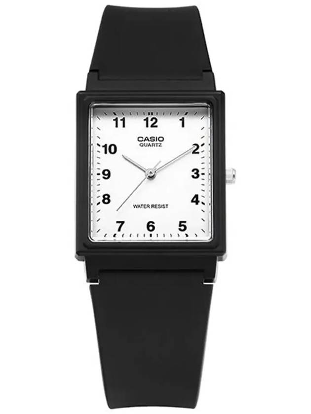 Square Plated Analog Watch White Black - CASIO - BALAAN 5