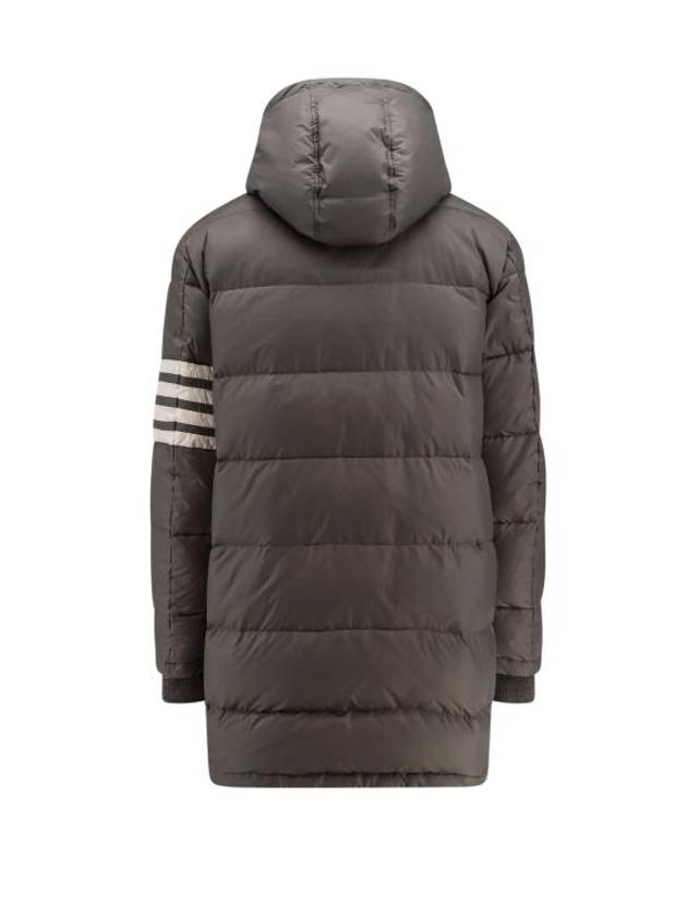 Men's 4 Bar Button Down Hooded Padding Grey - THOM BROWNE - BALAAN 3