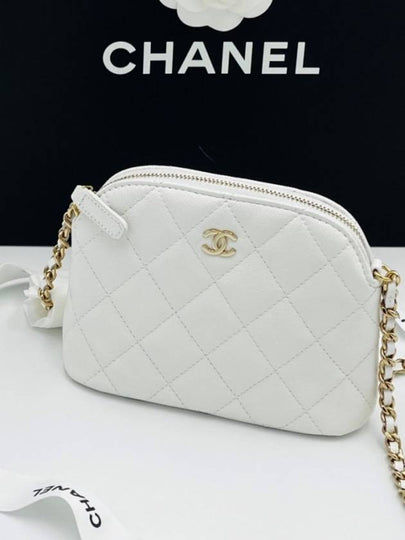 Half moon chain mini bag white classic caviar gold plated - CHANEL - BALAAN 2