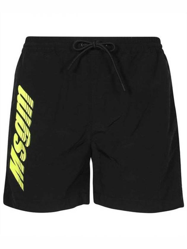 Bermuda Logo Print Shorts Black - MSGM - BALAAN 2