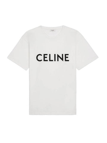 Cotton Jersey Loose Short Sleeve T-Shirt White - CELINE - BALAAN 1