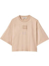 Logo Patch Cotton Short Sleeve T-shirt Beige - MIU MIU - BALAAN 2