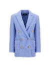 Double Breasted Tweed Blazer Jacket Light Blue - BALMAIN - BALAAN 2