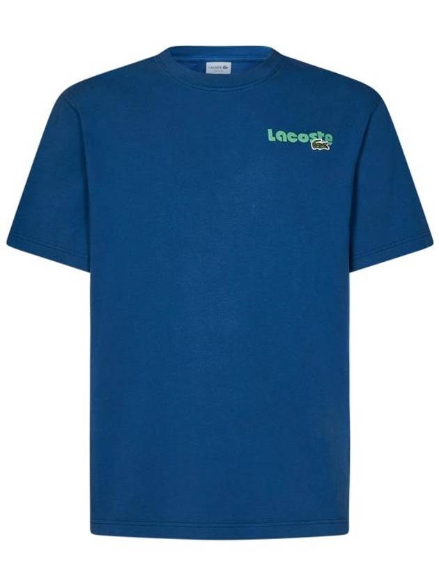 Men's Summer Pack Pigment Print Short Sleeve T-Shirt Blue - LACOSTE - BALAAN 1