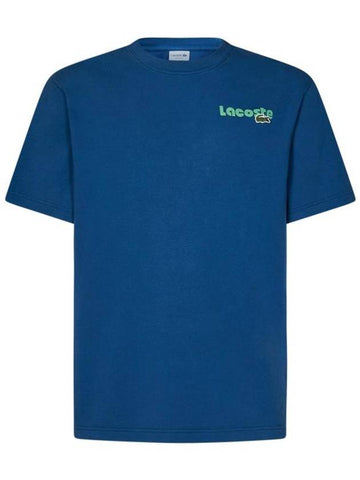 Men's Summer Pack Pigment Print Short Sleeve T-Shirt Blue - LACOSTE - BALAAN 1