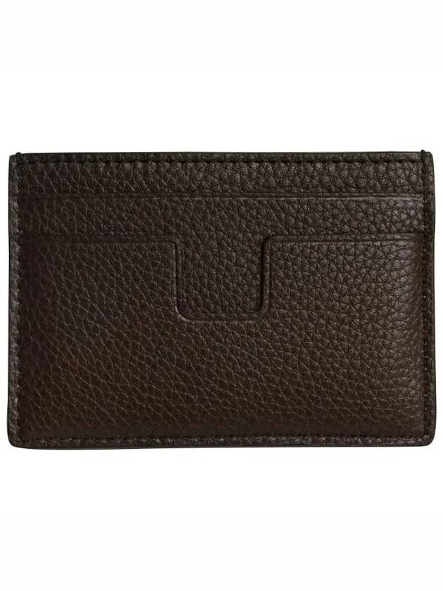 Leather Logo Card Wallet Dark Brown - TOM FORD - BALAAN 3