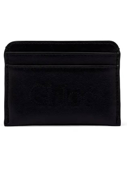 Sense Embroidered Logo Calfskin Card Wallet Black - CHLOE - BALAAN 2