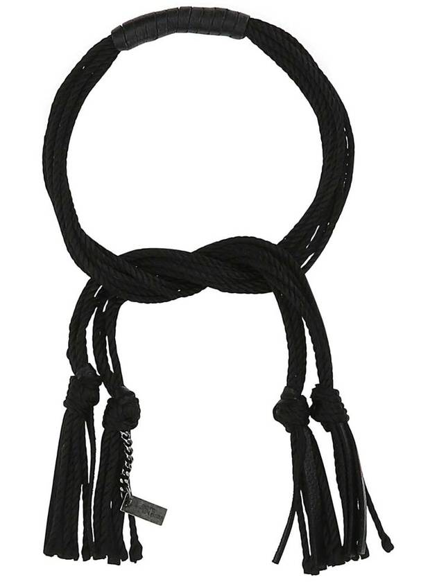 Women's Fabric Tassel Knot Bracelet Black - SAINT LAURENT - BALAAN 2