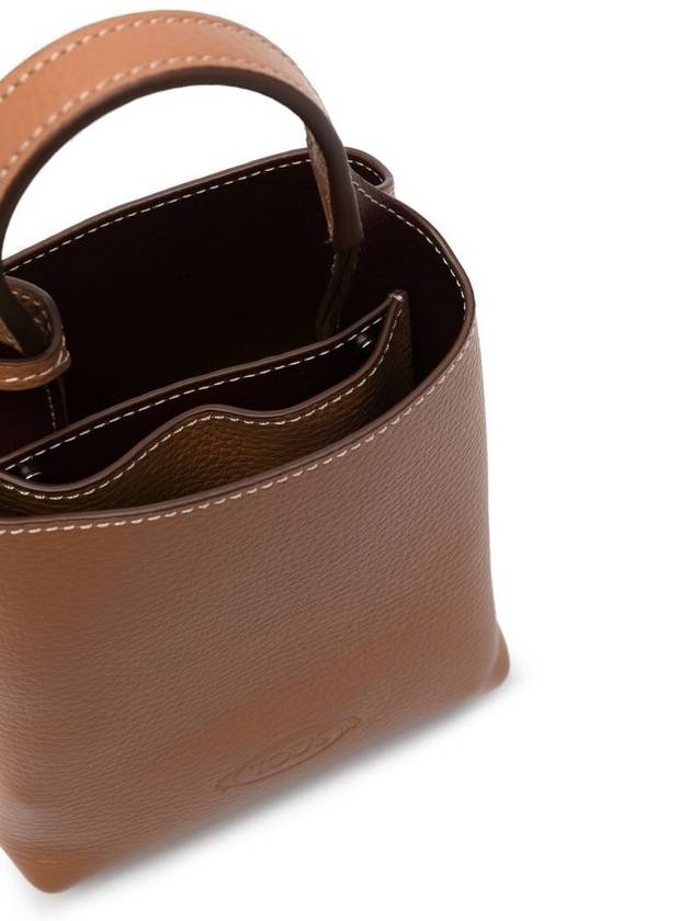 Micro Leather Mini Tote Bag Brown - TOD'S - BALAAN 4