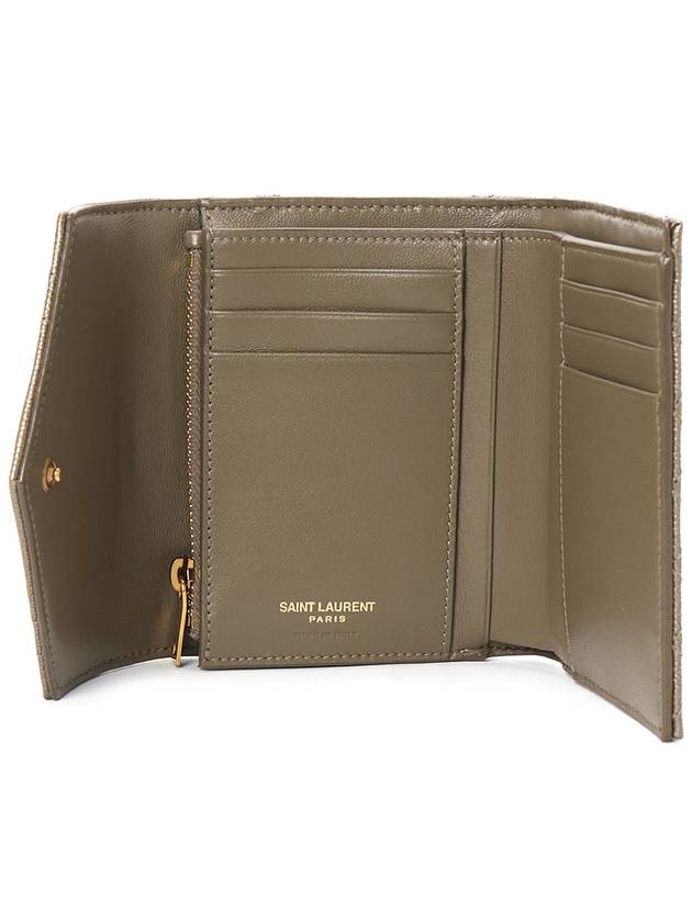 Envelope Compact Tri-Fold Mix Matelasse Metallic Grain Leather Half Wallet Brunn Metallized - SAINT LAURENT - BALAAN 5