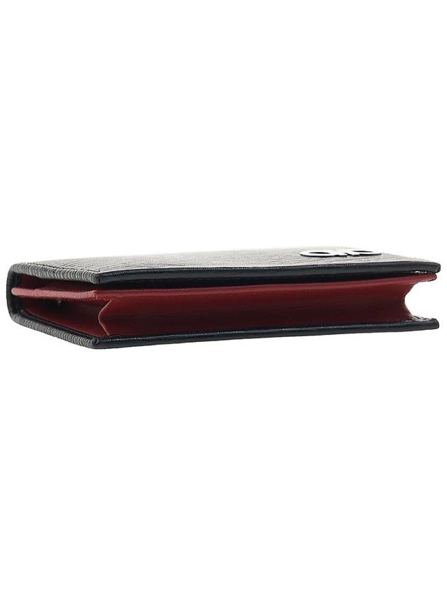 Men's Double Gancini Decorated Bifold Wallet 66 A062 NERO RED 0685948 - SALVATORE FERRAGAMO - BALAAN 5