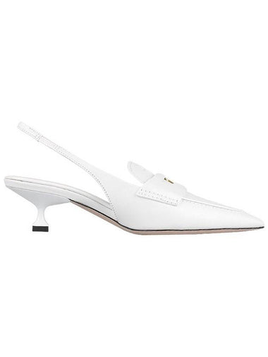 Leather Penny Slingback Heels White - MIU MIU - BALAAN 1