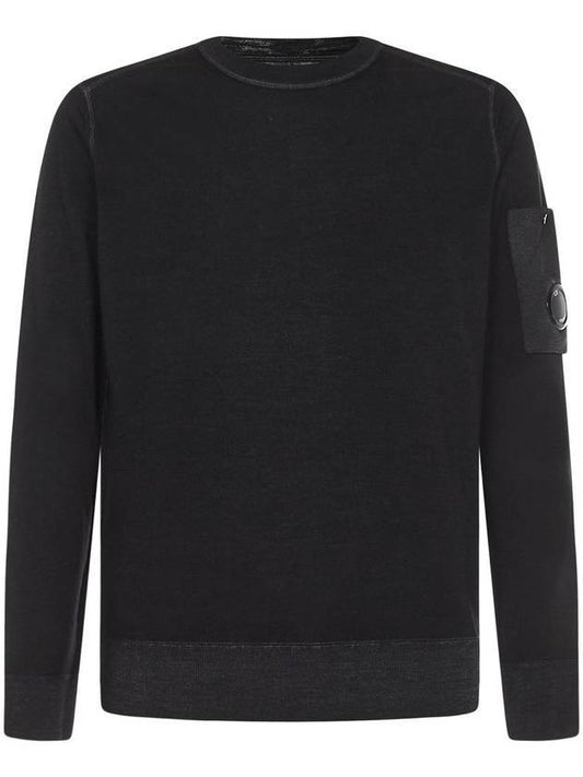 Lens Wappen Wool Sweatshirt Black - CP COMPANY - BALAAN.