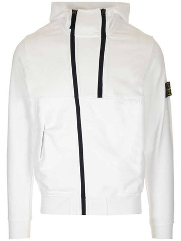 Men's Logo Wappen Double Zipper Hooded Zip Up White - STONE ISLAND - BALAAN 1