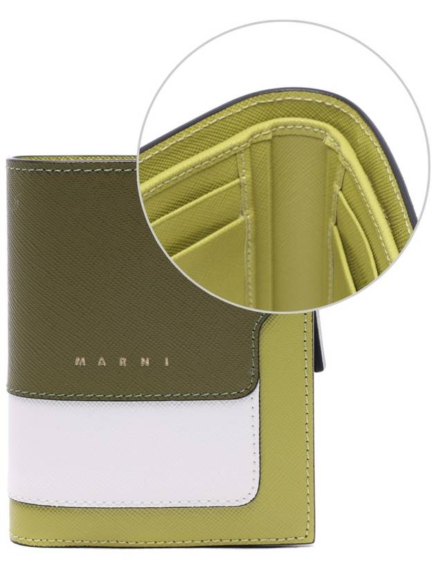 Color Block Leather Half Wallet Green - MARNI - BALAAN 3