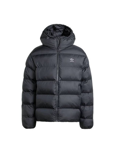 Men s Tonal Hooded Puffer Jacket Black - ADIDAS - BALAAN 1