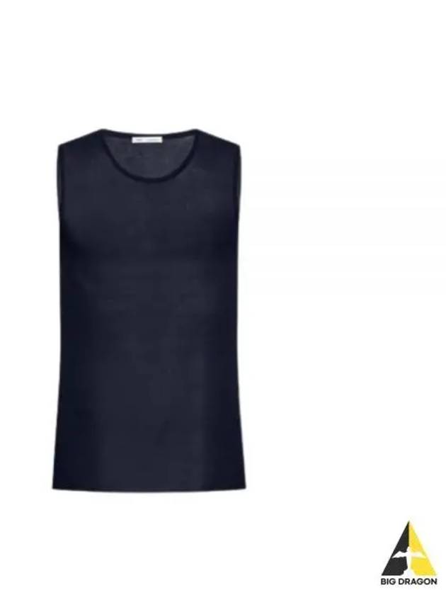 Ride Ribbed Long Tank Sleeveless Navy - AMI - BALAAN 2