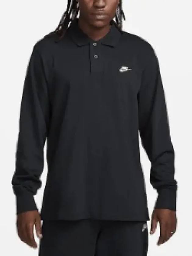 Men's Club Knit Long Sleeves Polo Shirt Black - NIKE - BALAAN 2