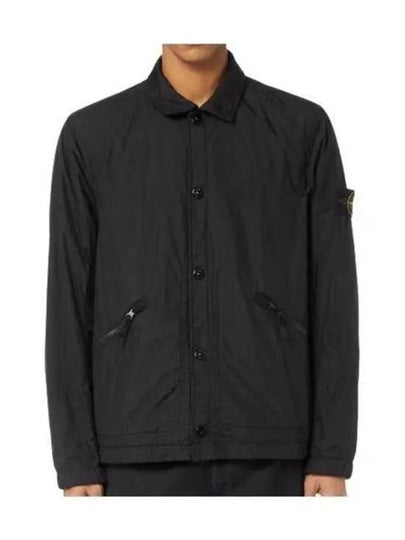 Men's Garment Dyed Crinkle Reps Nylon Shirt Jacket Black - STONE ISLAND - BALAAN 2