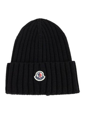 Logo Patch Wool Beanie 3B00036 A9327 999 - MONCLER - BALAAN 1