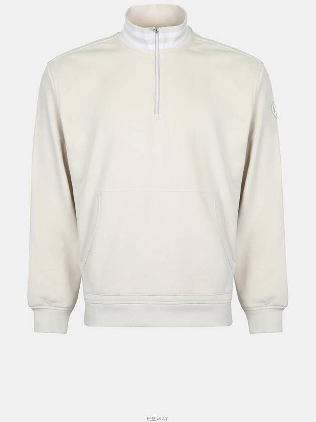 Rib Collar French Terry Quarter Zip Pullover Long Sleeve T-shirt Beige - G/FORE - BALAAN 8